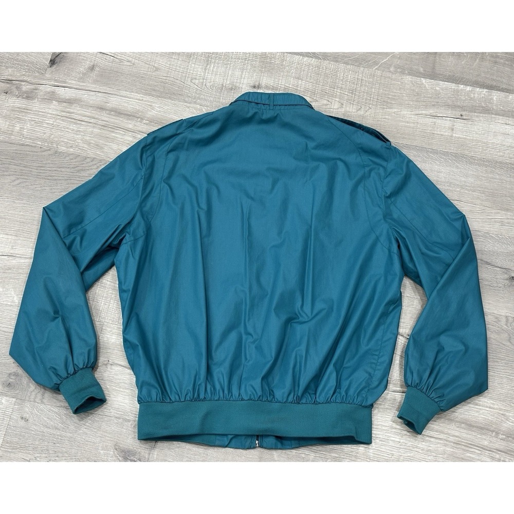 VINTAGE Members Only Jacket Men XLT Teal Turquoise Full Zip Racer Bomber 80s - Picture 10 of 11